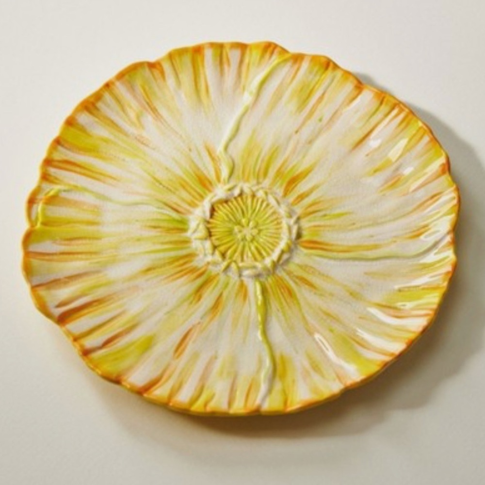 Anthropologie NIB Lily Pad Side Plate in Yellow Motif